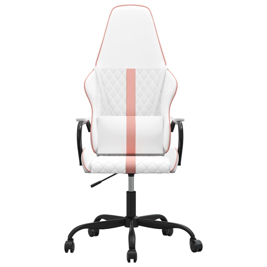 Silla gaming cuero sintético blanco y rosa vidaXL