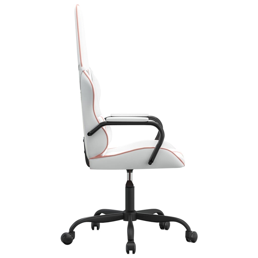 Silla gaming cuero sintético blanco y rosa vidaXL