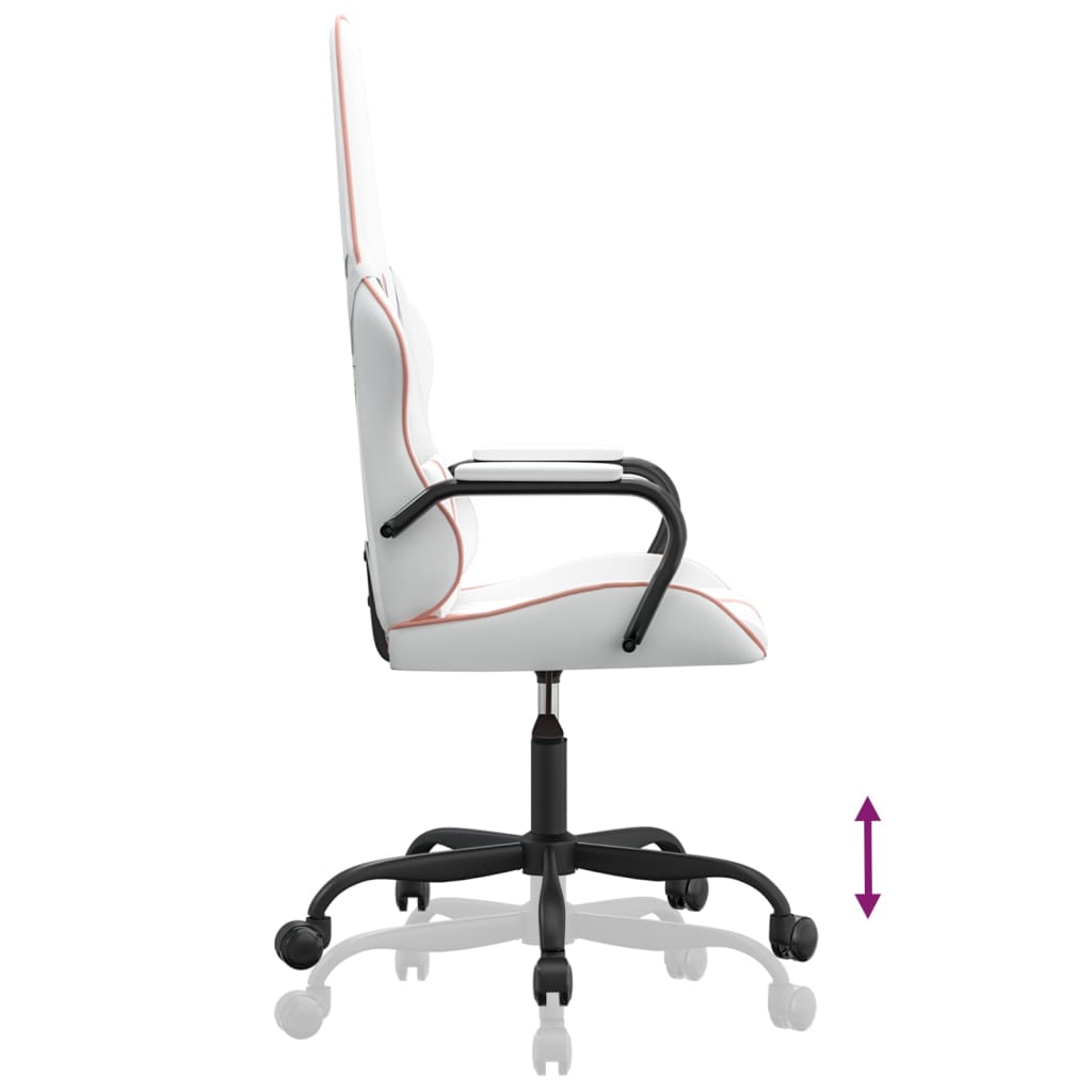 Silla gaming cuero sintético blanco y rosa vidaXL