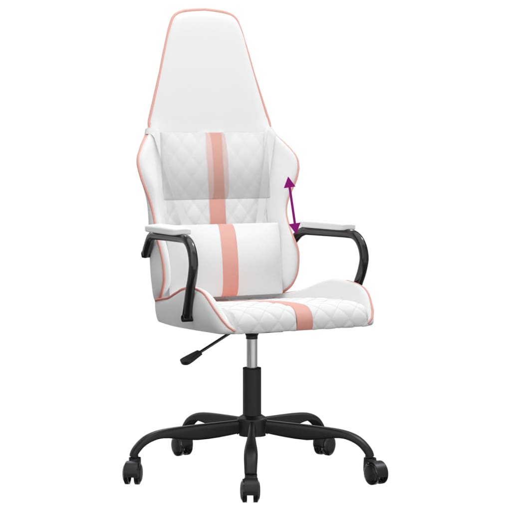 Silla gaming cuero sintético blanco y rosa vidaXL