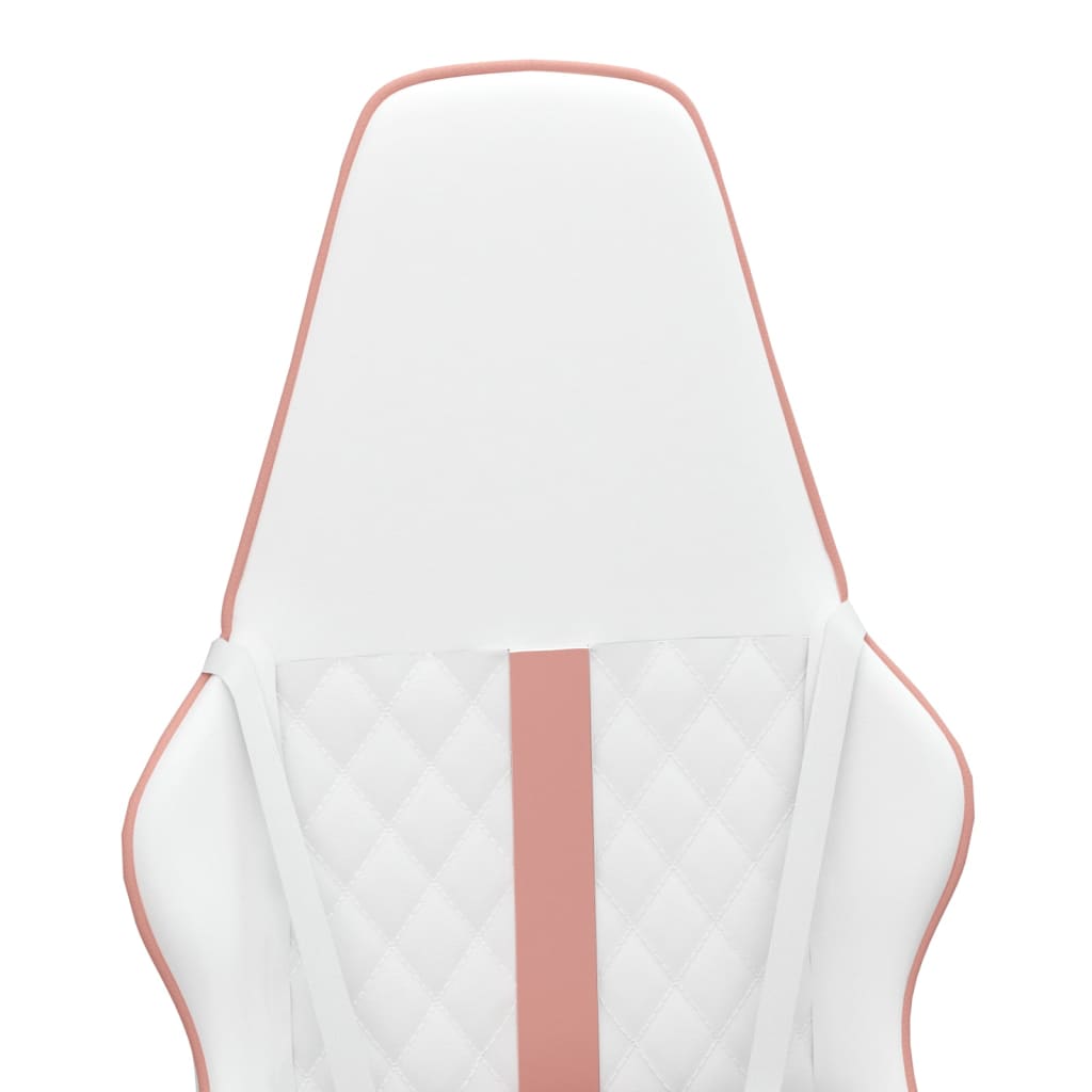 Silla gaming cuero sintético blanco y rosa vidaXL