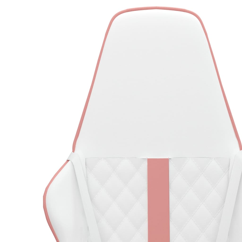 Silla gaming cuero sintético blanco y rosa vidaXL