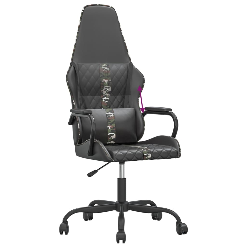 Silla gaming cuero sintético negro y camuflaje vidaXL