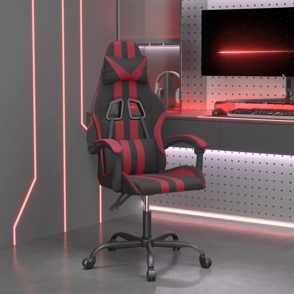 Vetonek Silla gaming cuero sintético negro y rojo vino tinto