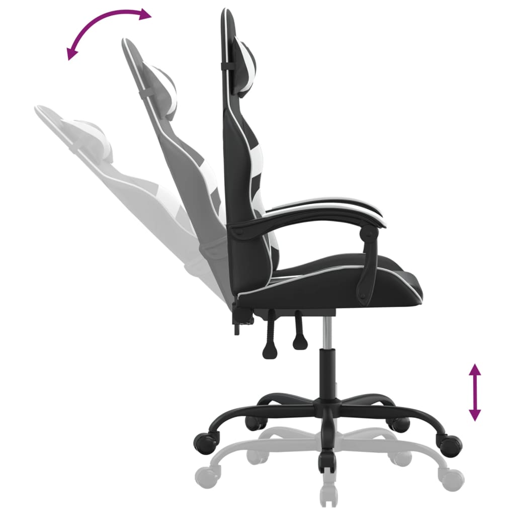 Silla gaming cuero sintético negro y blanco vidaXL