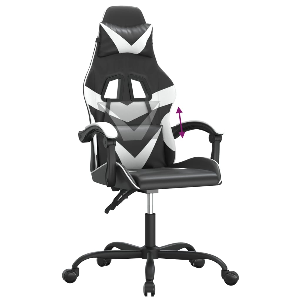 Silla gaming cuero sintético negro y blanco vidaXL