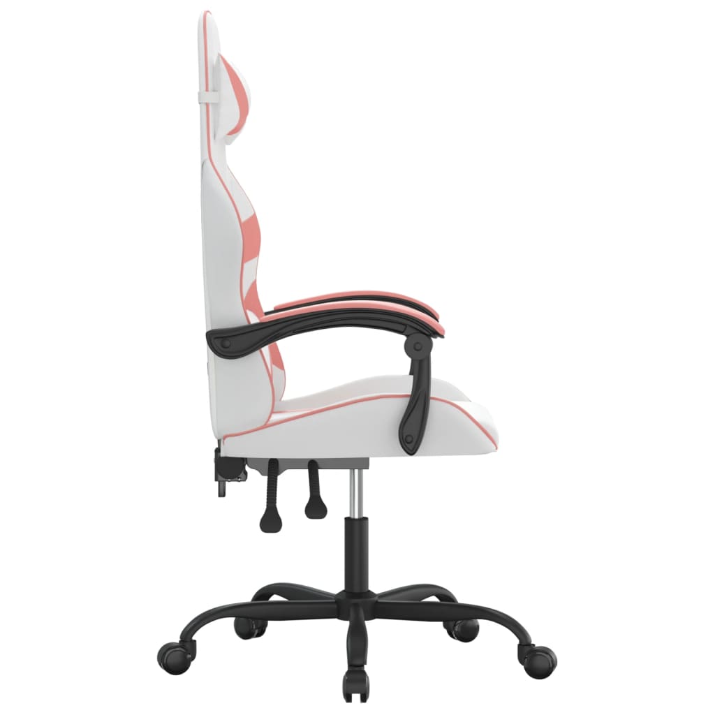 Silla gaming cuero sintético blanco y rosa vidaXL