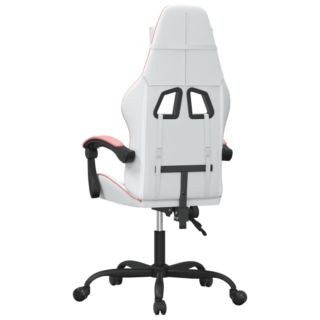 Silla gaming cuero sintético blanco y rosa vidaXL