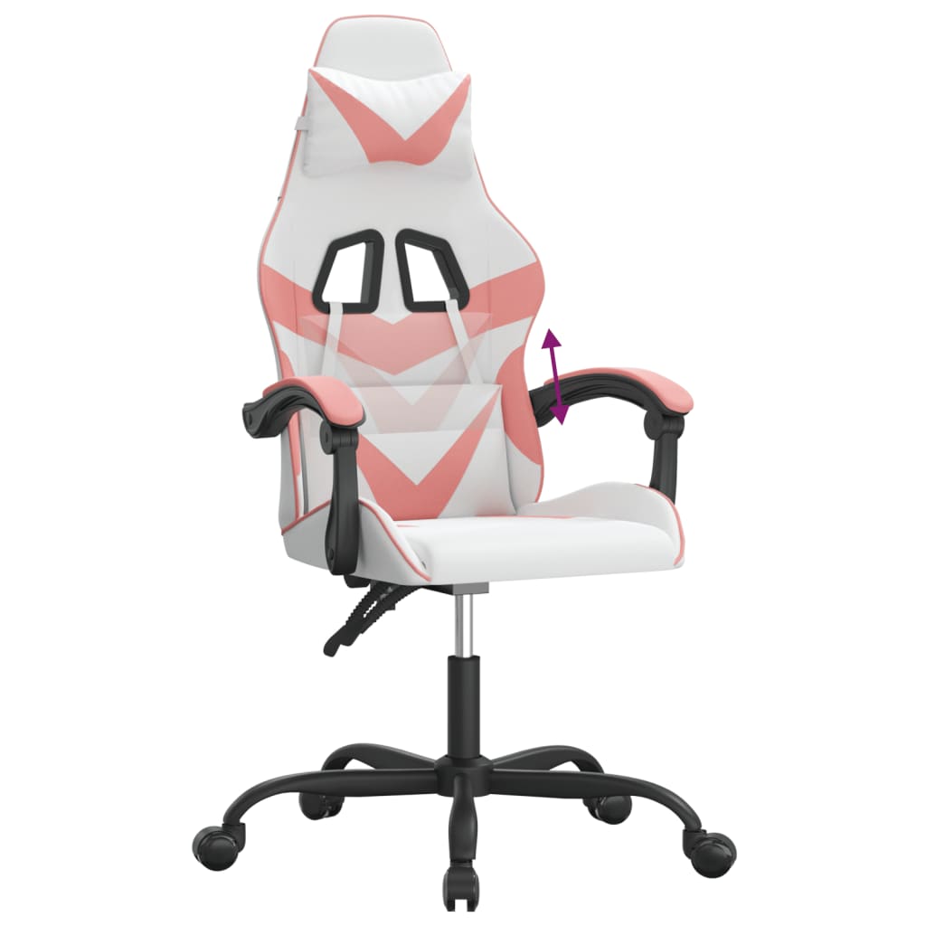 Silla gaming cuero sintético blanco y rosa vidaXL