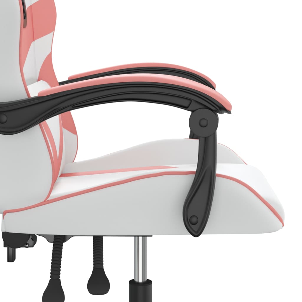 Silla gaming cuero sintético blanco y rosa vidaXL