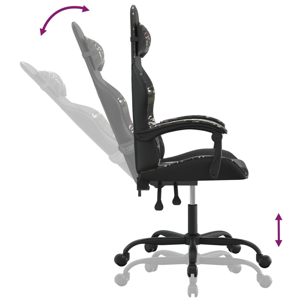 Silla gaming cuero sintético negro y camuflaje vidaXL