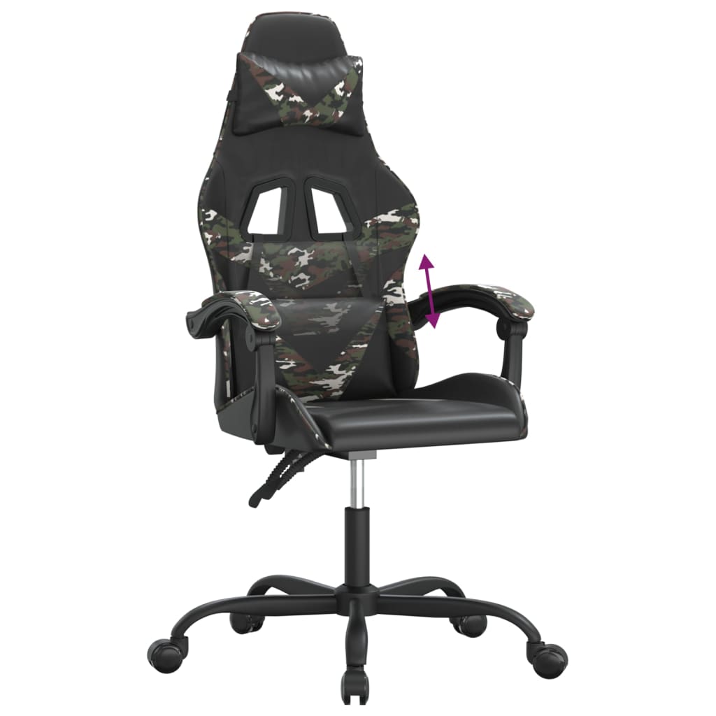 Silla gaming cuero sintético negro y camuflaje vidaXL