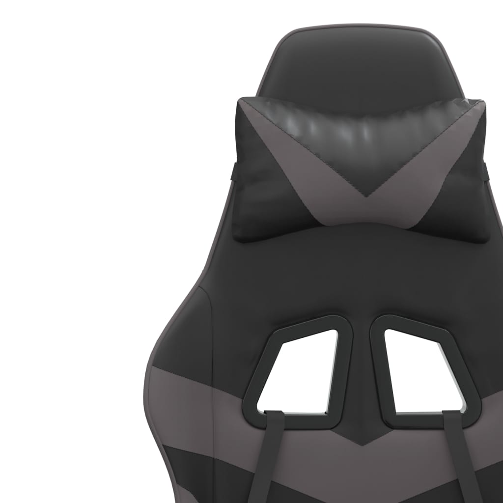 Silla gaming con reposapiés cuero sintético negro gris vidaXL