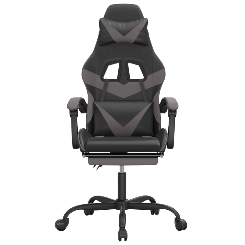 Silla gaming con reposapiés cuero sintético negro gris vidaXL