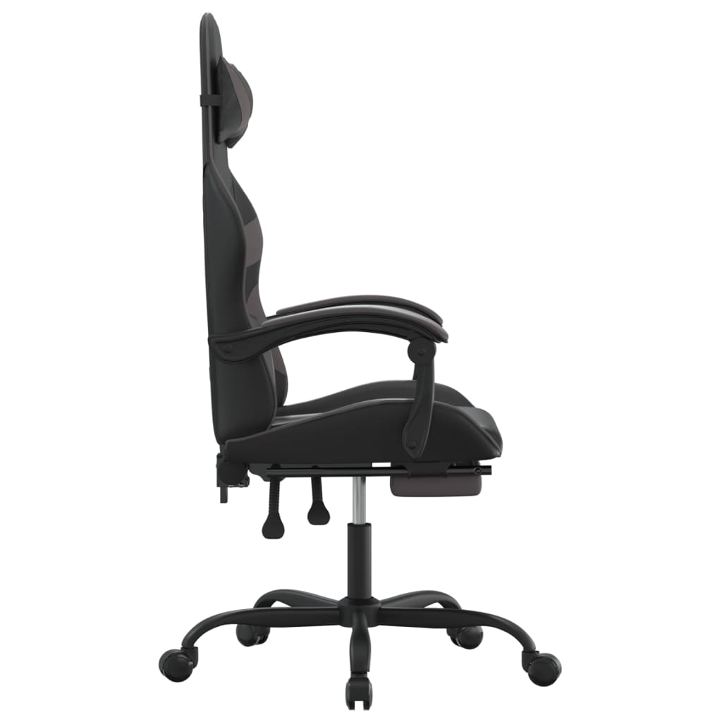 Silla gaming con reposapiés cuero sintético negro gris vidaXL