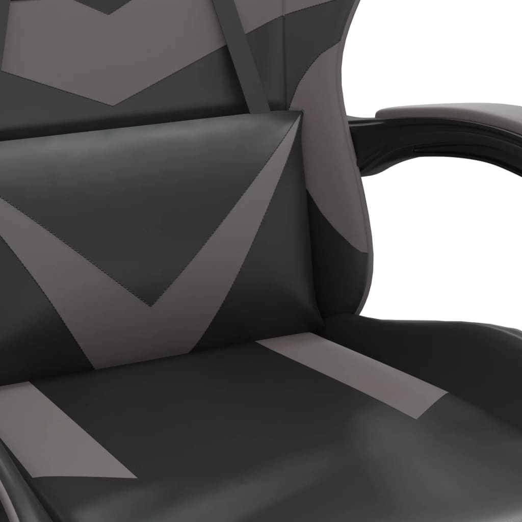 Silla gaming con reposapiés cuero sintético negro gris vidaXL