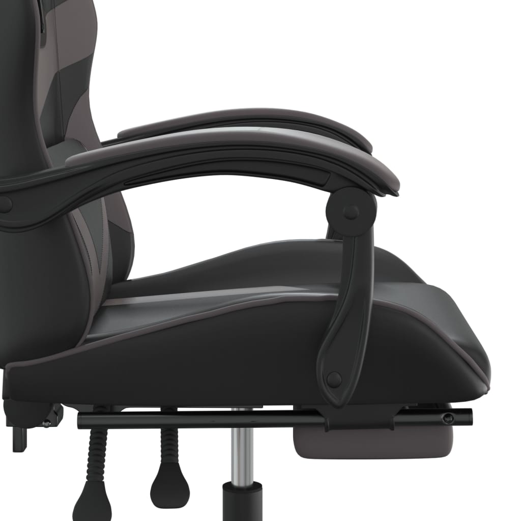 Silla gaming con reposapiés cuero sintético negro gris vidaXL