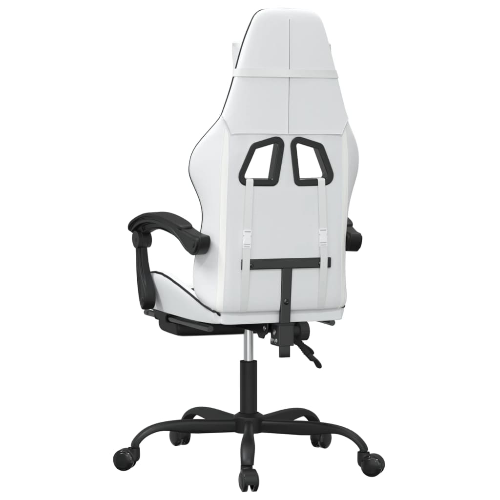 Silla gaming con reposapiés cuero sintético blanco negro vidaXL