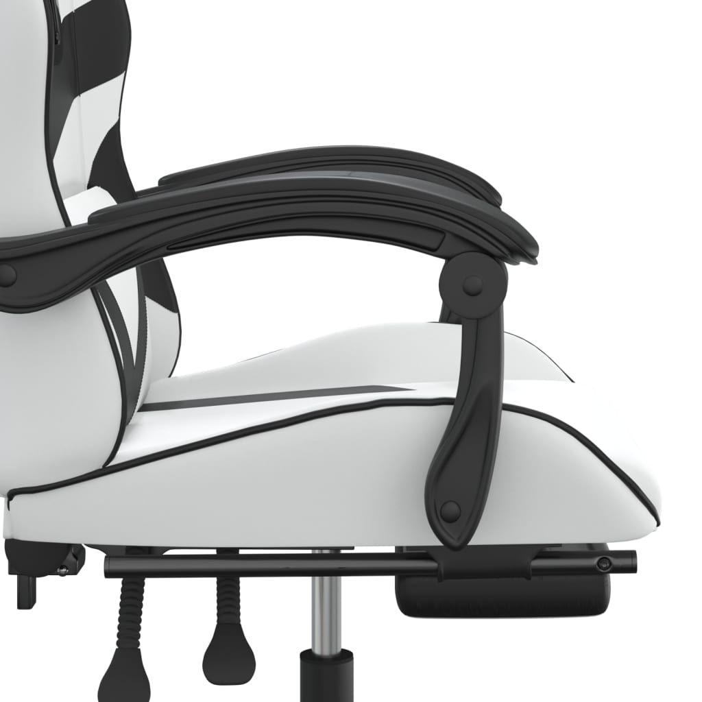 Silla gaming con reposapiés cuero sintético blanco negro vidaXL