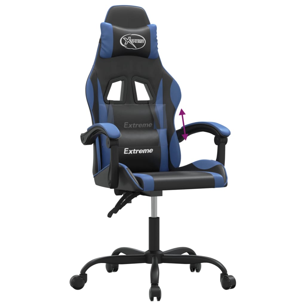 Silla gaming cuero sintético negro y azul vidaXL