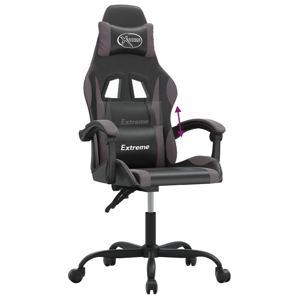 Silla gaming cuero sintético negro y gris vidaXL