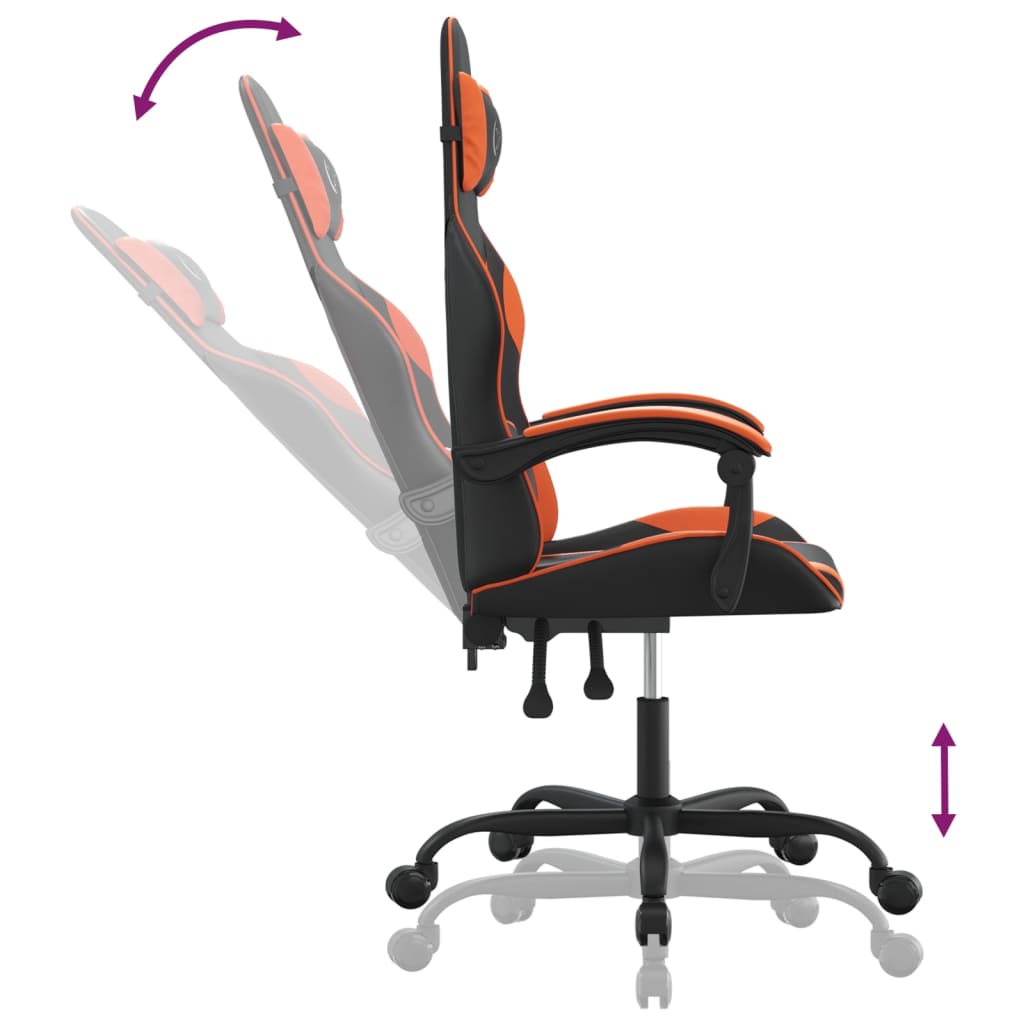 Silla gaming cuero sintético negro y naranja vidaXL