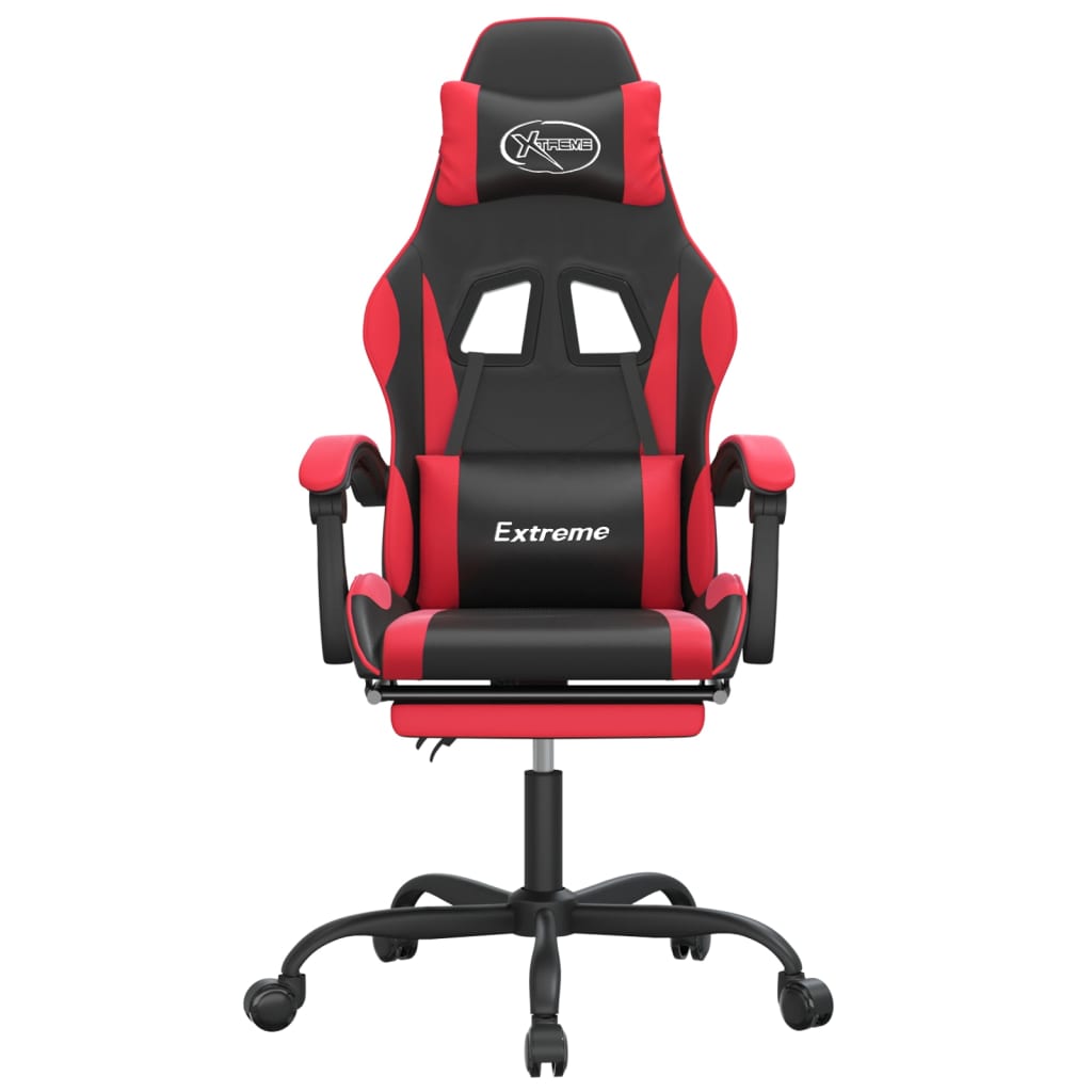 Silla gaming con reposapiés cuero sintético negro rojo vidaXL