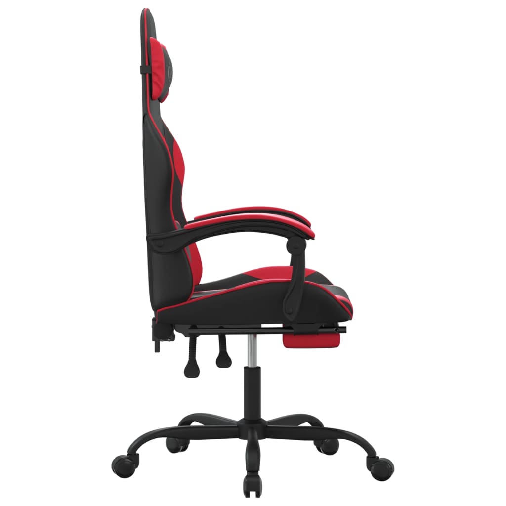 Silla gaming con reposapiés cuero sintético negro rojo vidaXL