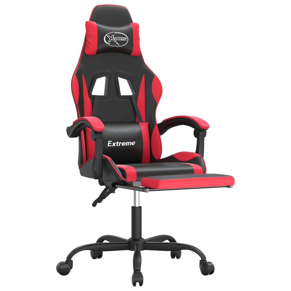 Silla gaming con reposapiés cuero sintético negro rojo vidaXL