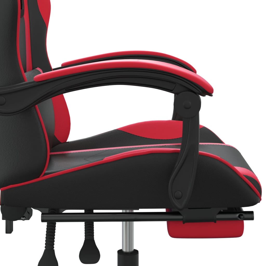 Silla gaming con reposapiés cuero sintético negro rojo vidaXL