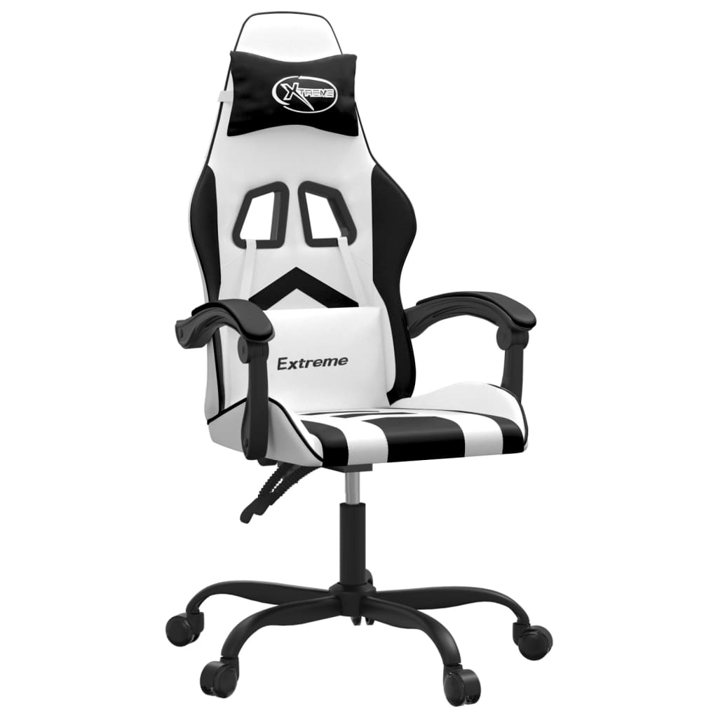 Silla gaming cuero sintético blanco y negro vidaXL