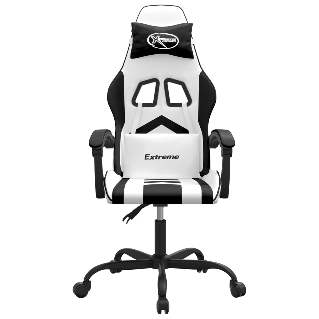 Silla gaming cuero sintético blanco y negro vidaXL