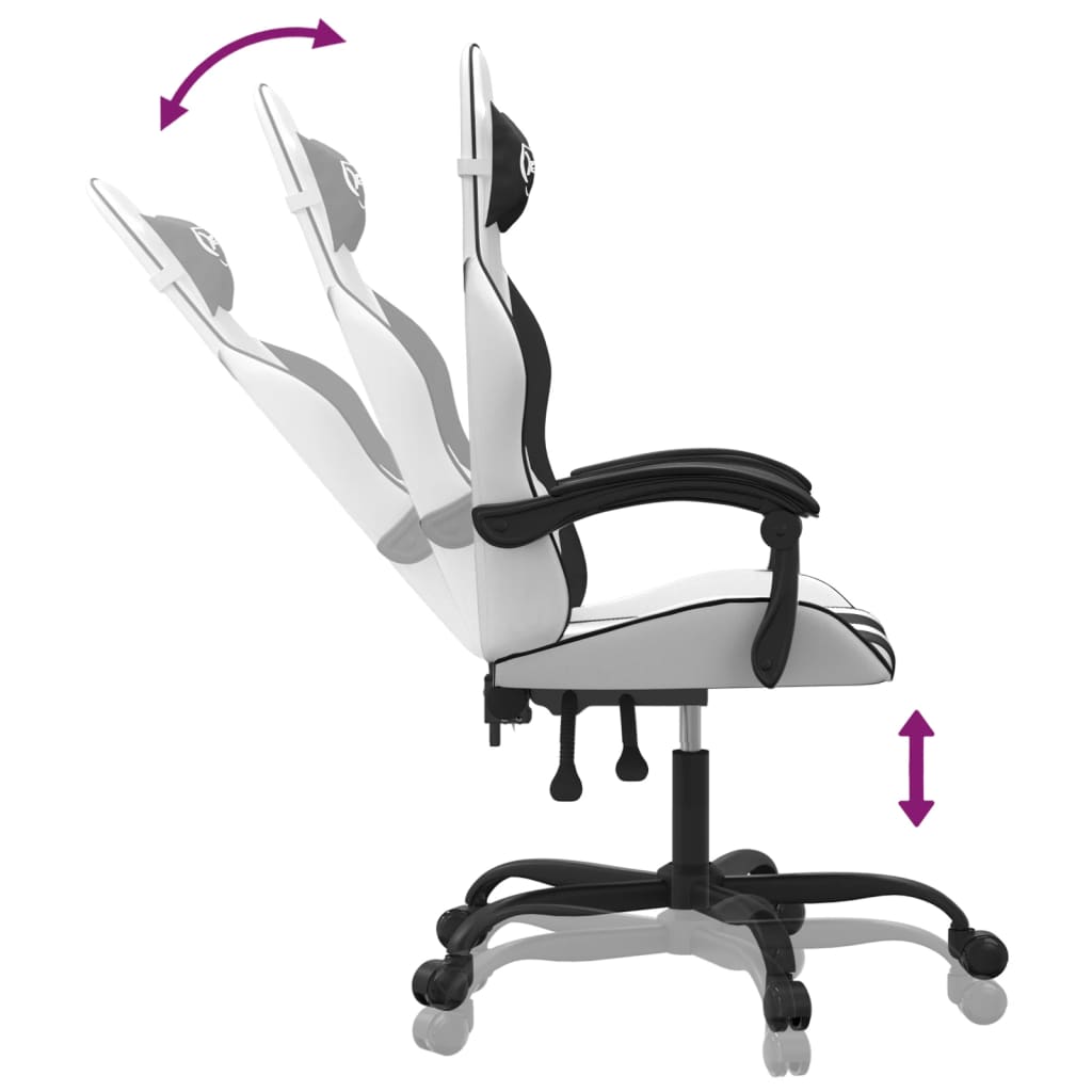 Silla gaming cuero sintético blanco y negro vidaXL