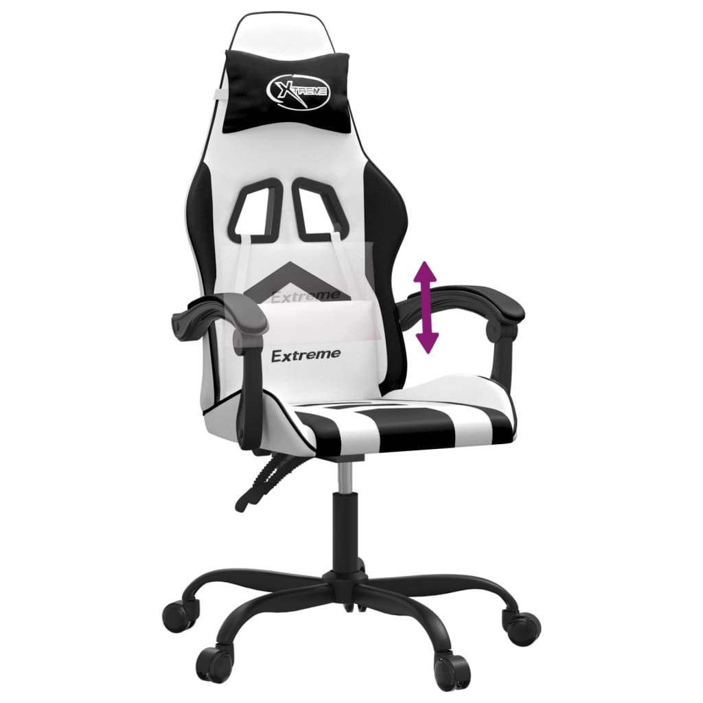 Silla gaming cuero sintético blanco y negro vidaXL