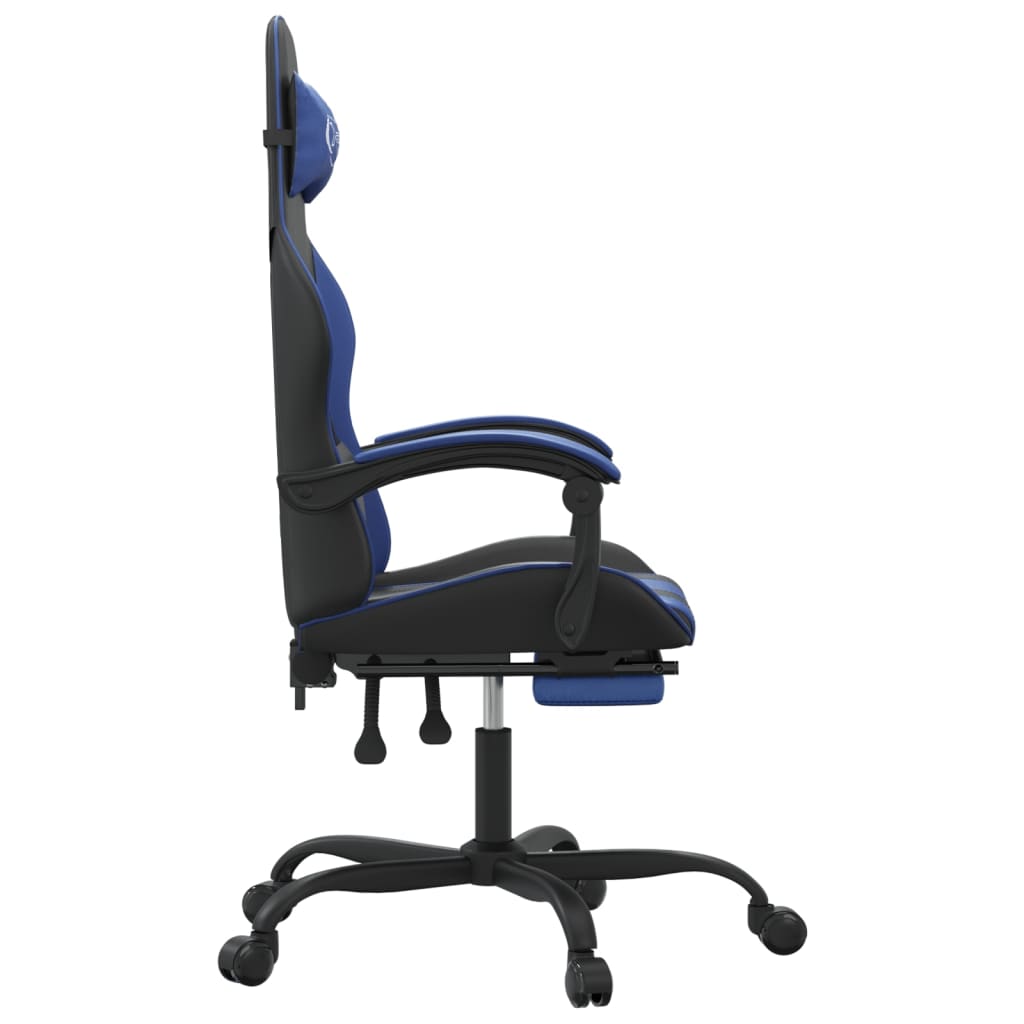 Silla gaming con reposapiés cuero sintético negro azul vidaXL