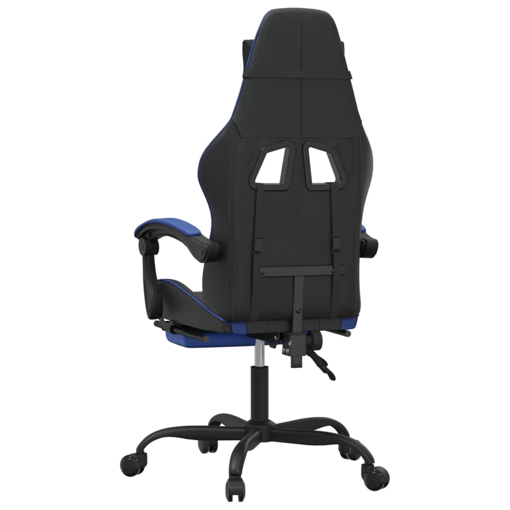 Silla gaming con reposapiés cuero sintético negro azul vidaXL