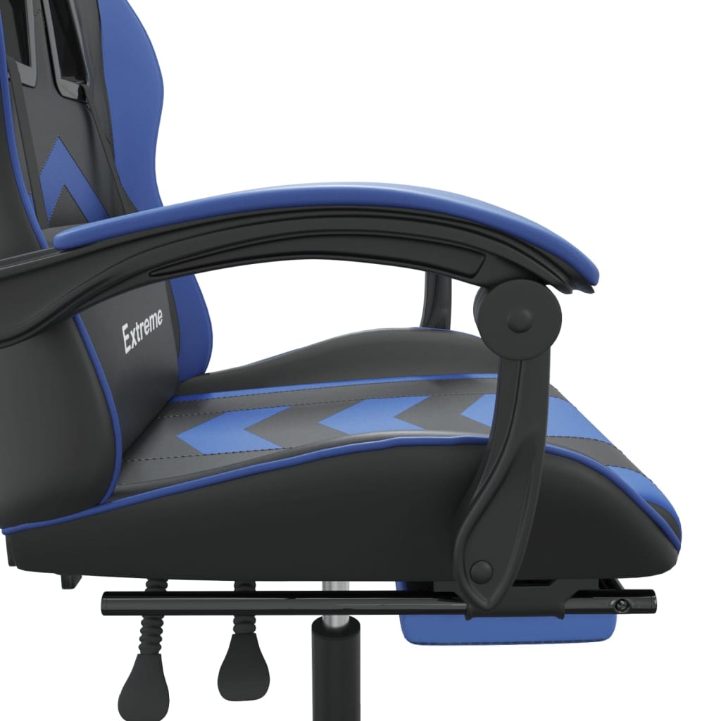 Silla gaming con reposapiés cuero sintético negro azul vidaXL