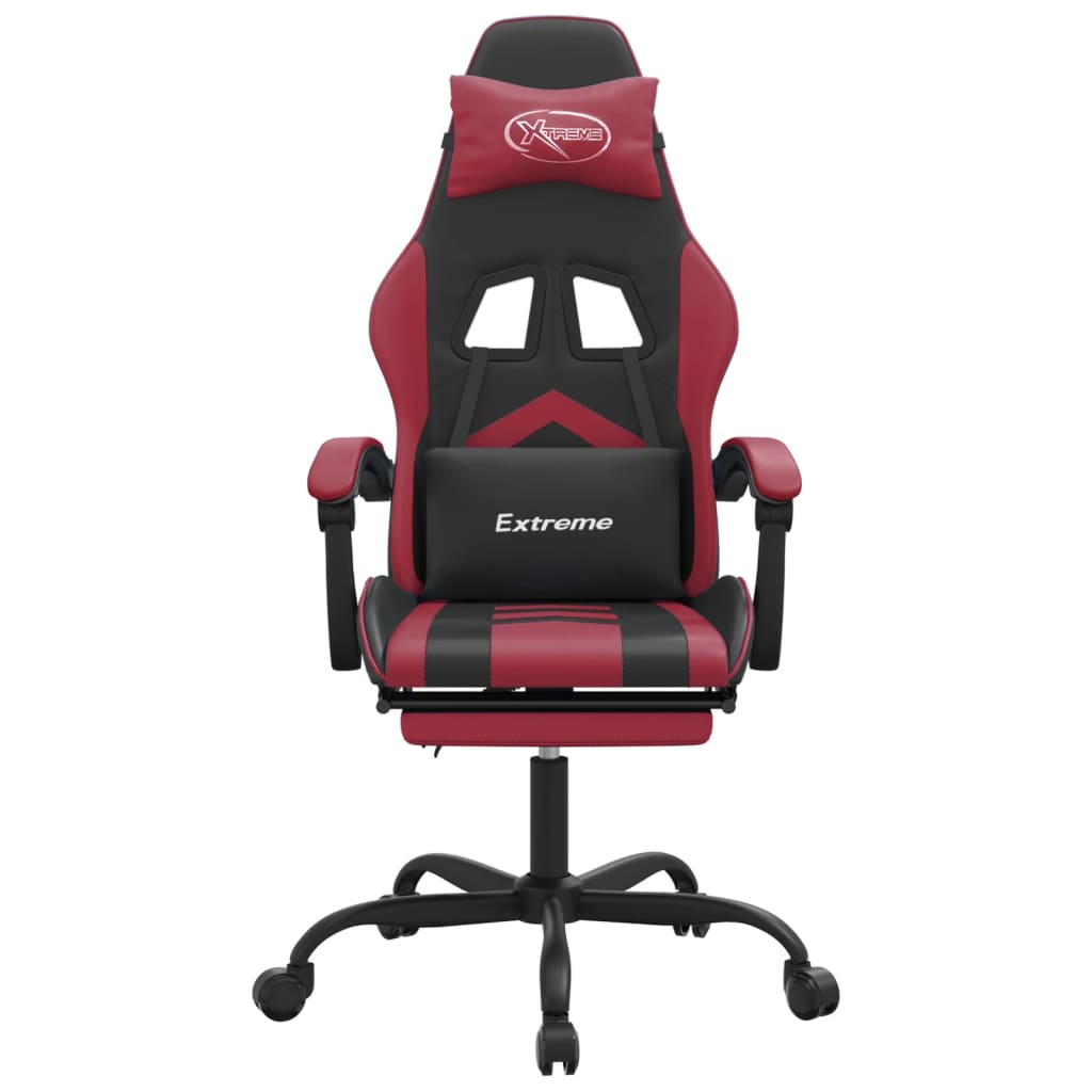 Silla gaming con reposapiés cuero sintético negro rojo tinto vidaXL