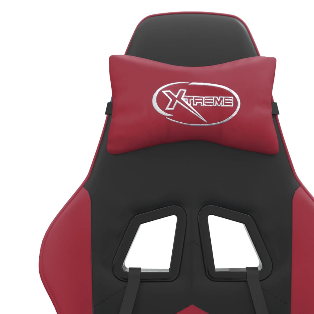 Silla gaming con reposapiés cuero sintético negro rojo tinto vidaXL