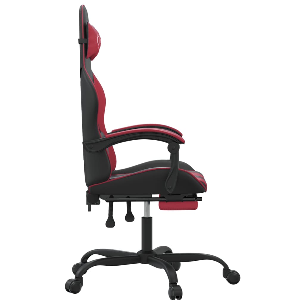 Silla gaming con reposapiés cuero sintético negro rojo tinto vidaXL