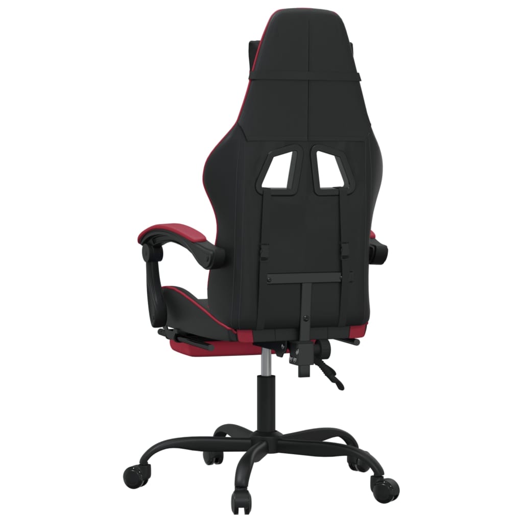 Silla gaming con reposapiés cuero sintético negro rojo tinto vidaXL