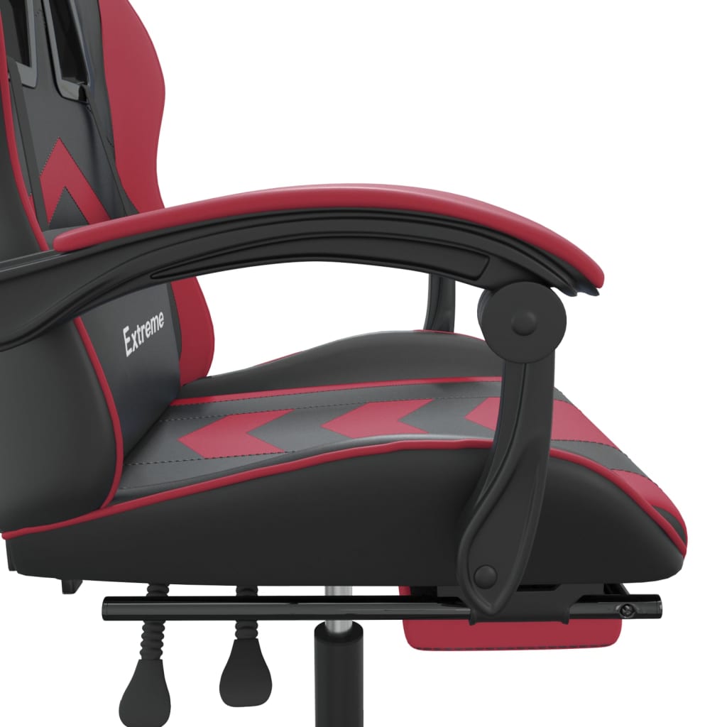 Silla gaming con reposapiés cuero sintético negro rojo tinto vidaXL