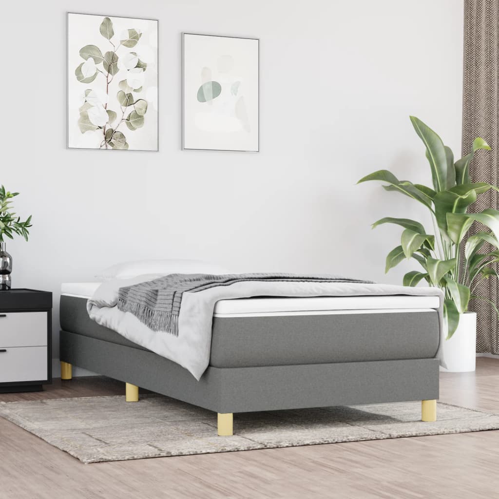 Vetonek Estructura de cama sin colchón tela gris oscuro 90x190 cm