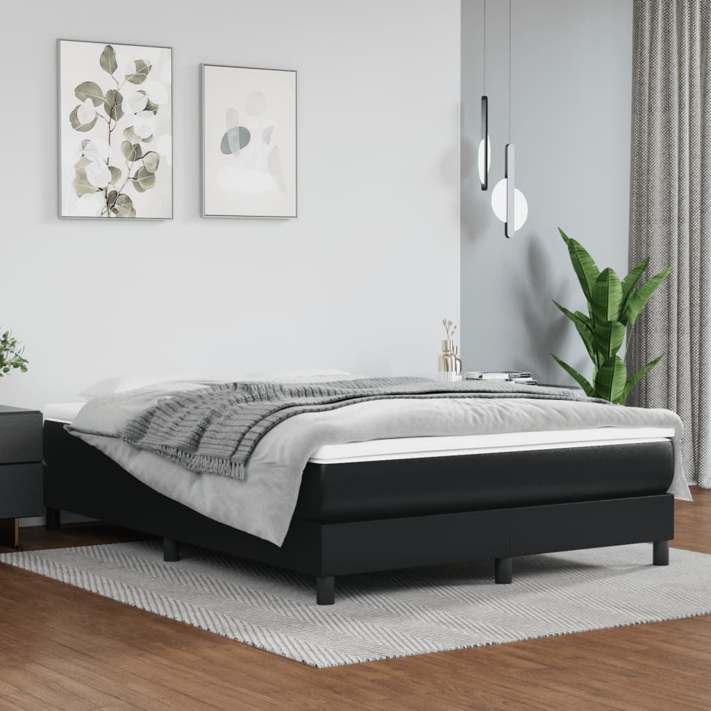 Vetonek Estructura de cama sin colchón cuero sintético negro 140x190 cm