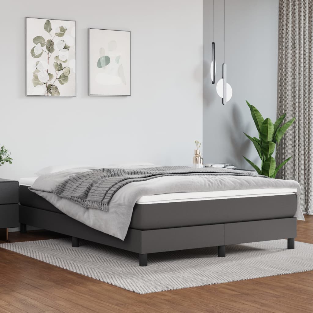 Vetonek Estructura de cama sin colchón cuero sintético gris 140x190 cm