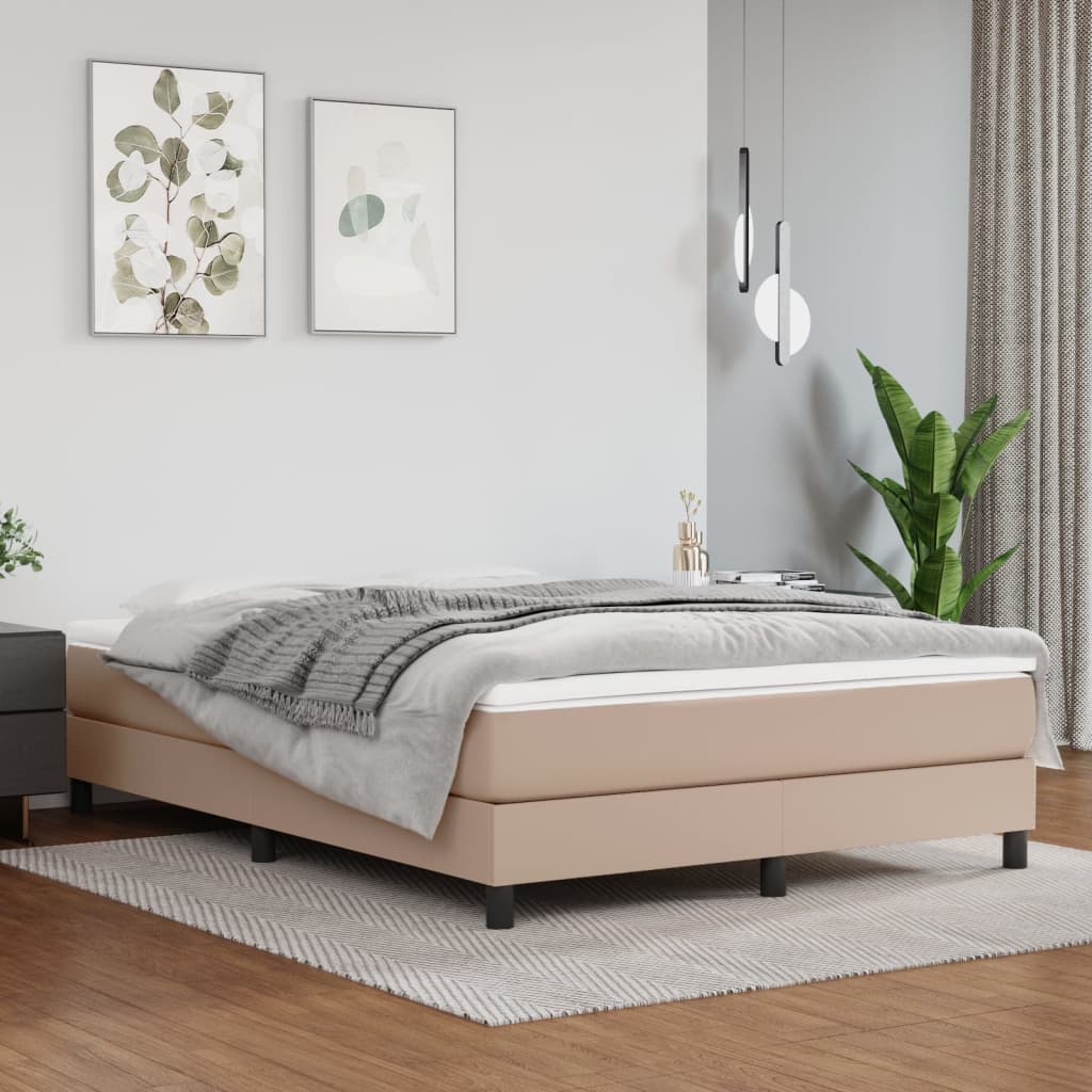 Vetonek Estructura cama sin colchón cuero sintético capuchino 140x190cm