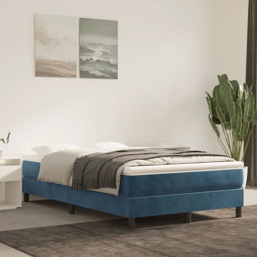 Vetonek Estructura de cama sin colchón terciopelo azul oscuro 120x200cm