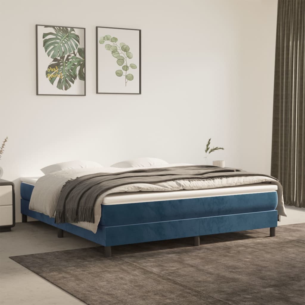 Vetonek Estructura de cama sin colchón terciopelo azul oscuro 180x200cm