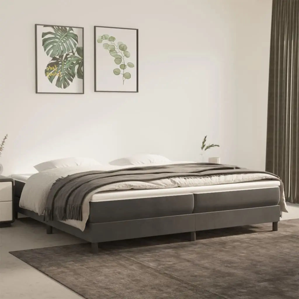 Vetonek Estructura cama sin colchón terciopelo gris oscuro 200x200 cm