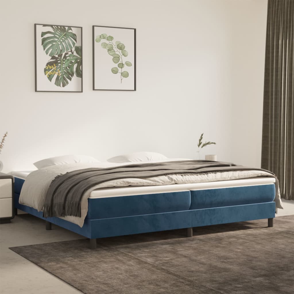 Vetonek Estructura cama sin colchón terciopelo azul oscuro 200x200 cm